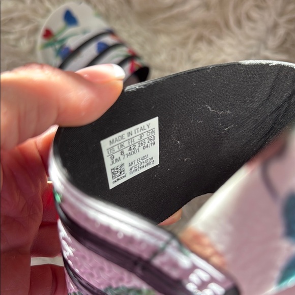 adidas Floral Slide Sandals - White and Black - Picture 10 of 10